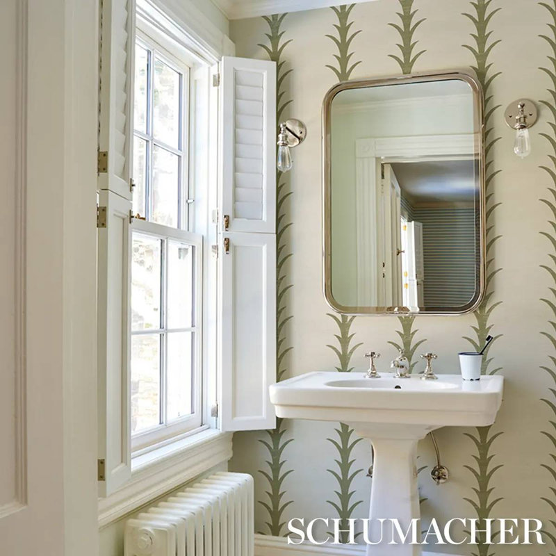 Schumacher X Celerie Kemble Acanthus Stripe Sisal Wallpaper