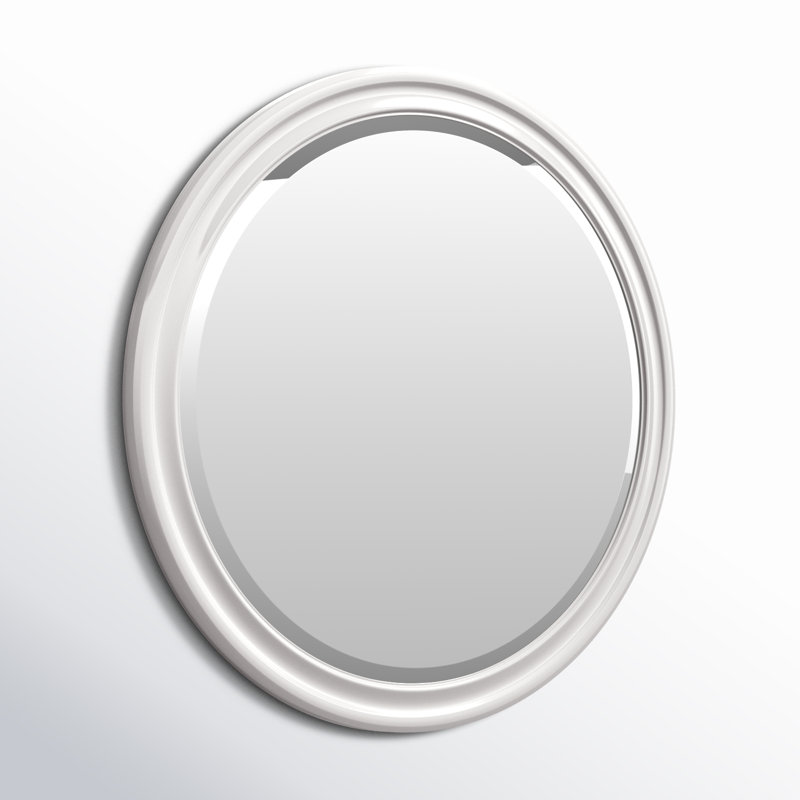 Talvi Wood Round Wall Mirror, White