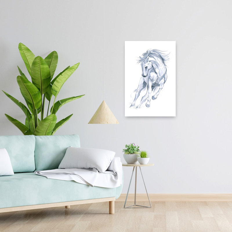 Cheval qui court, art abstrait abstrait contemporain, art mural, 24" H x 16" W