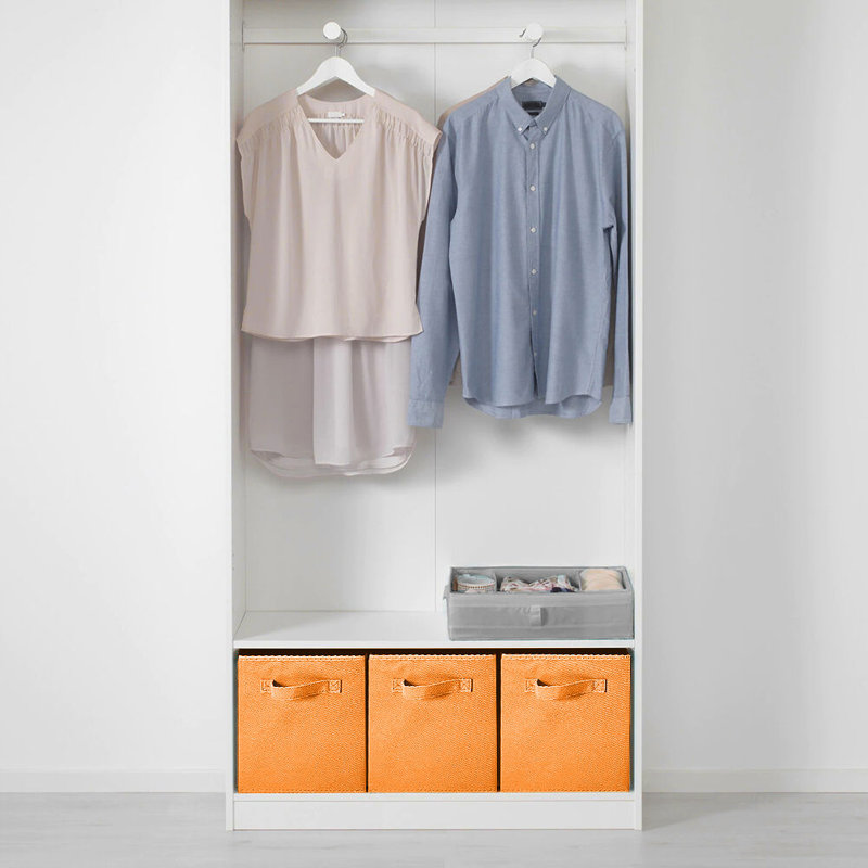2 Pack Collapsible Fabric Cube Storage Bins, Orange