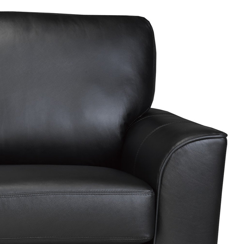 Canapé en cuir Nadin de qualité supérieure avec coussins de dossier moelleux, H 37 po x l 62 po x P 36 po, Noir