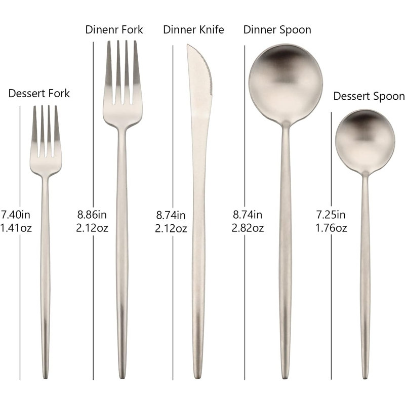 Ensemble de couverts en acier inoxydable 18/10 avec poignée - Ensemble de vaisselle 20 pièces comprenant fourchettes, couteaux et cuillères pour un repas élégant