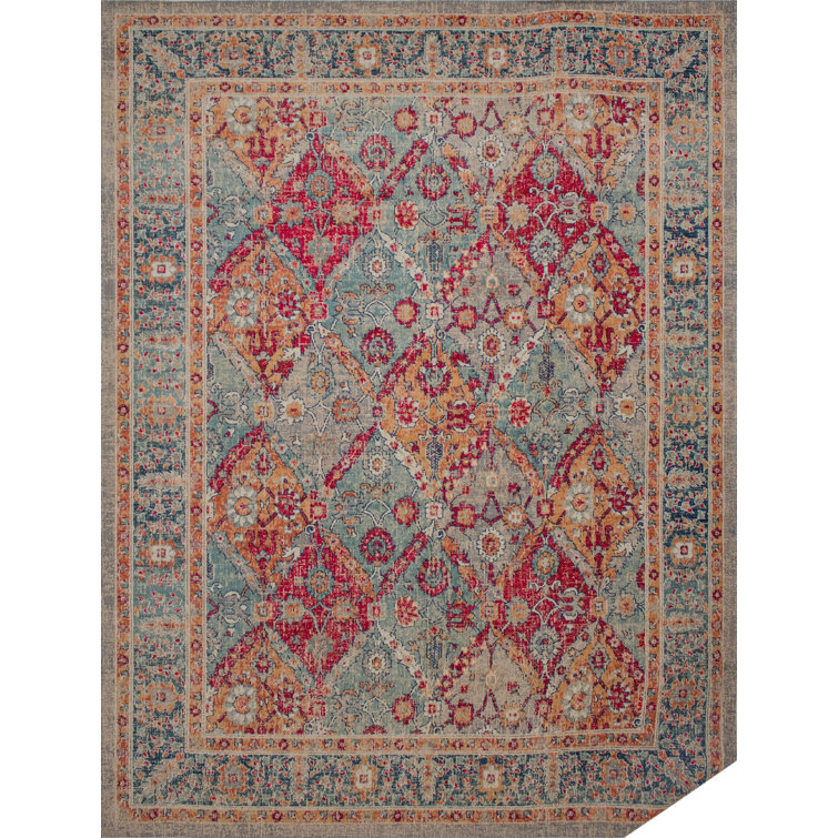 Shantae Oriental Gray/Red Area Rug
