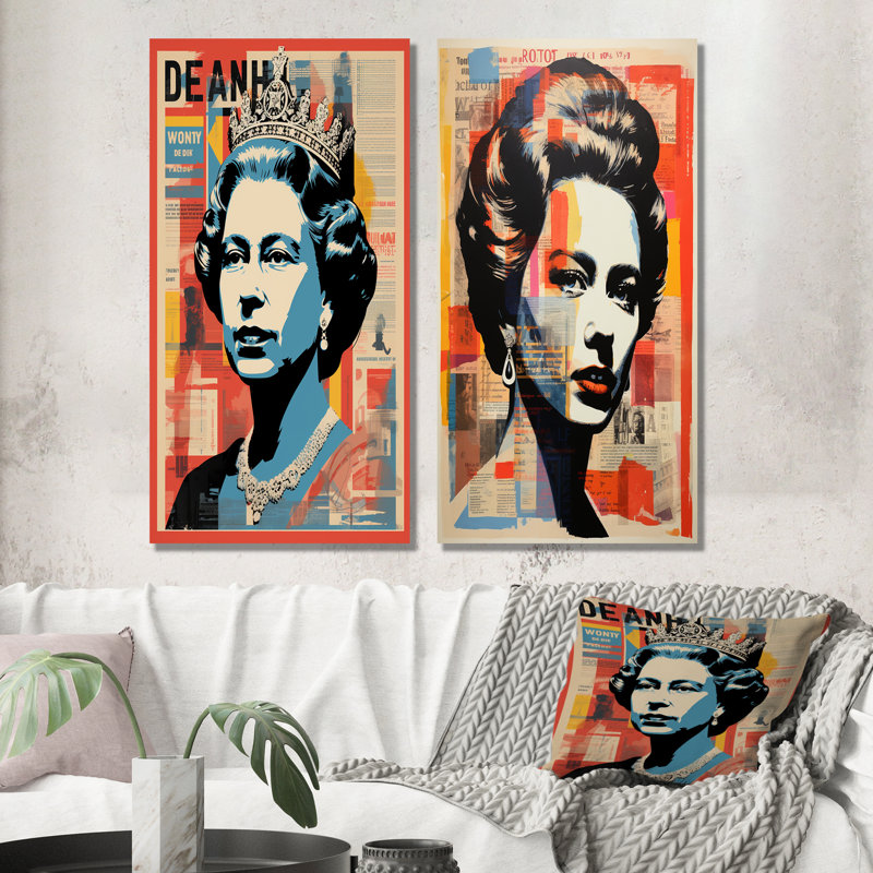 «Royal Remix Queen Elizabeth Popart II», ensemble de 2 impressions sur magazines, Toile tendue, H 40 po x l 41 po