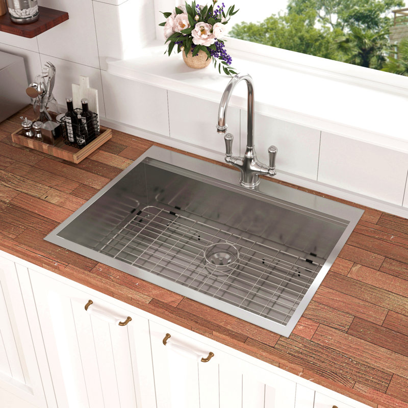 30 Drop In Kitchen Sink -  30 Inch Kitchen Sink Topmount Ledge Workstation 16 Gauge Stainless Steel Single Bowl Kitchen Sink