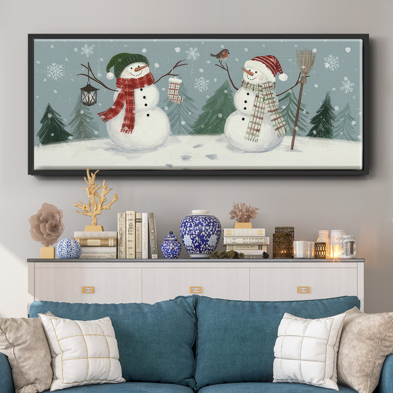 Bonhommes de neige VI - toile encadrée, H 24 po x l 60 po