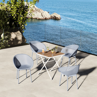 All - Weather 2 Piece Blue And Khaki Lounge Chair Table , , Zero Maintenance, Ergonomic Seating For Nordic Offices Pack Modern Chairs With Multi Functional Square Pp Table, Easy To Install,