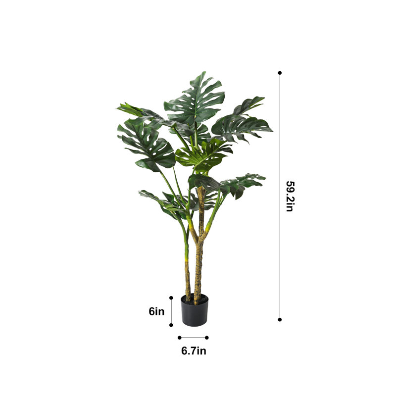 Artificial Monstera Deliciosa Trees with Pot, 59,1'' H x 31,5" W x 31,5" D