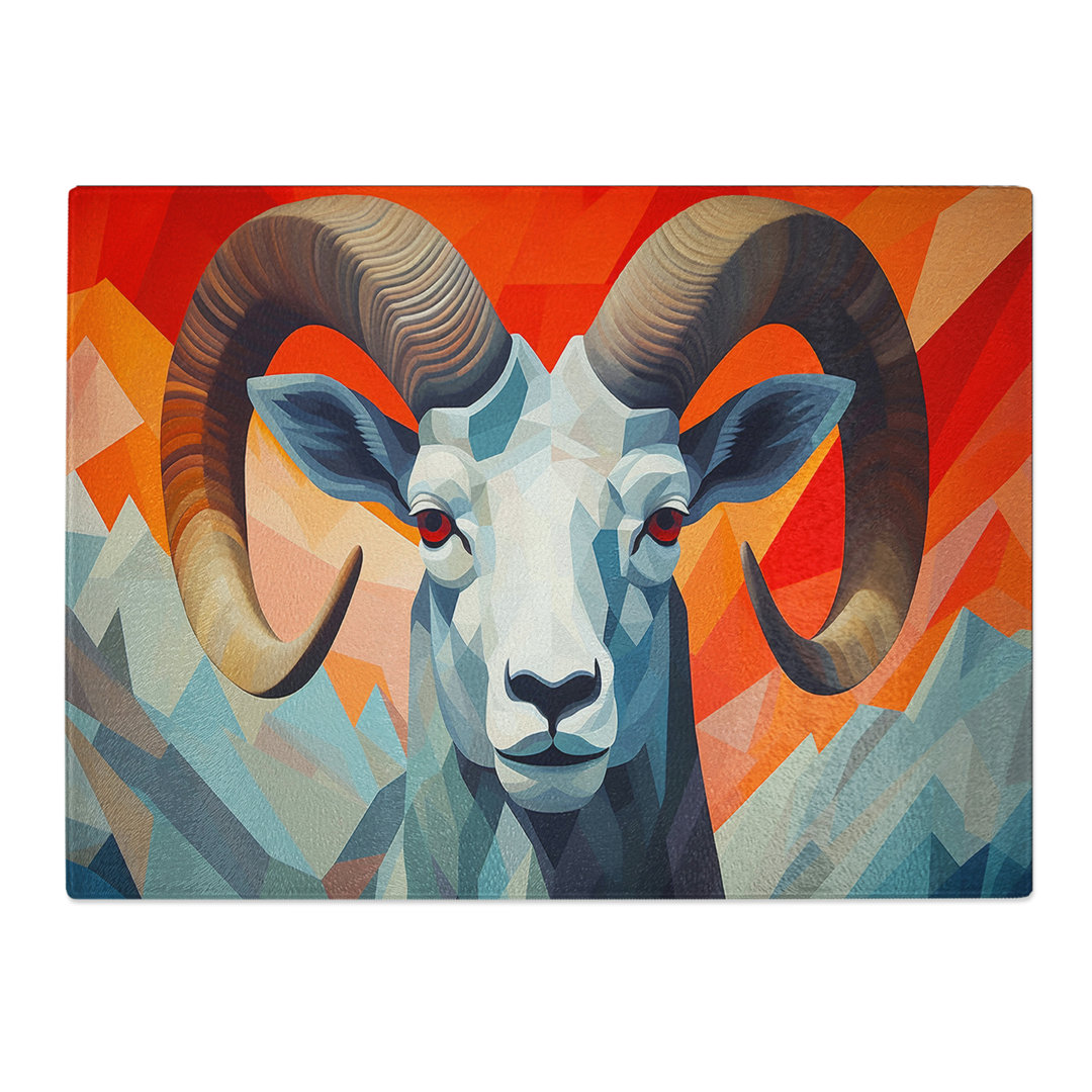 Ram Sheep Art Deco  Glass Chopping Board