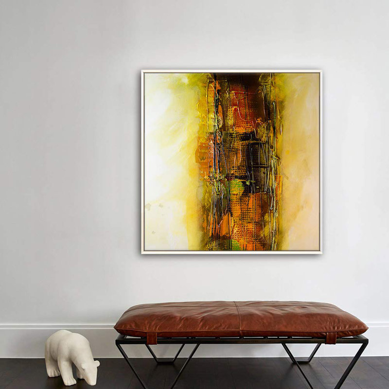 «Yellow Modern Modern Texture Effect», reproduction d'art sur toile, décoration multicolore encadrée sur toile H25, Blanc