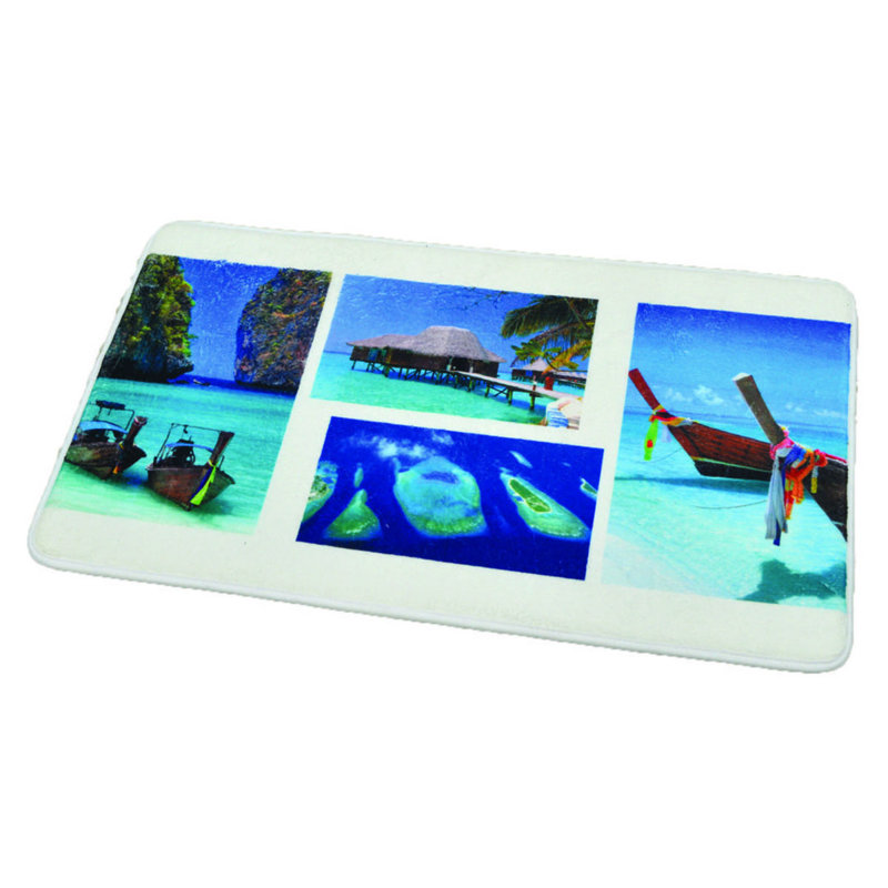 Paradise Blue Microfiber Memory Foam Bath Rug
