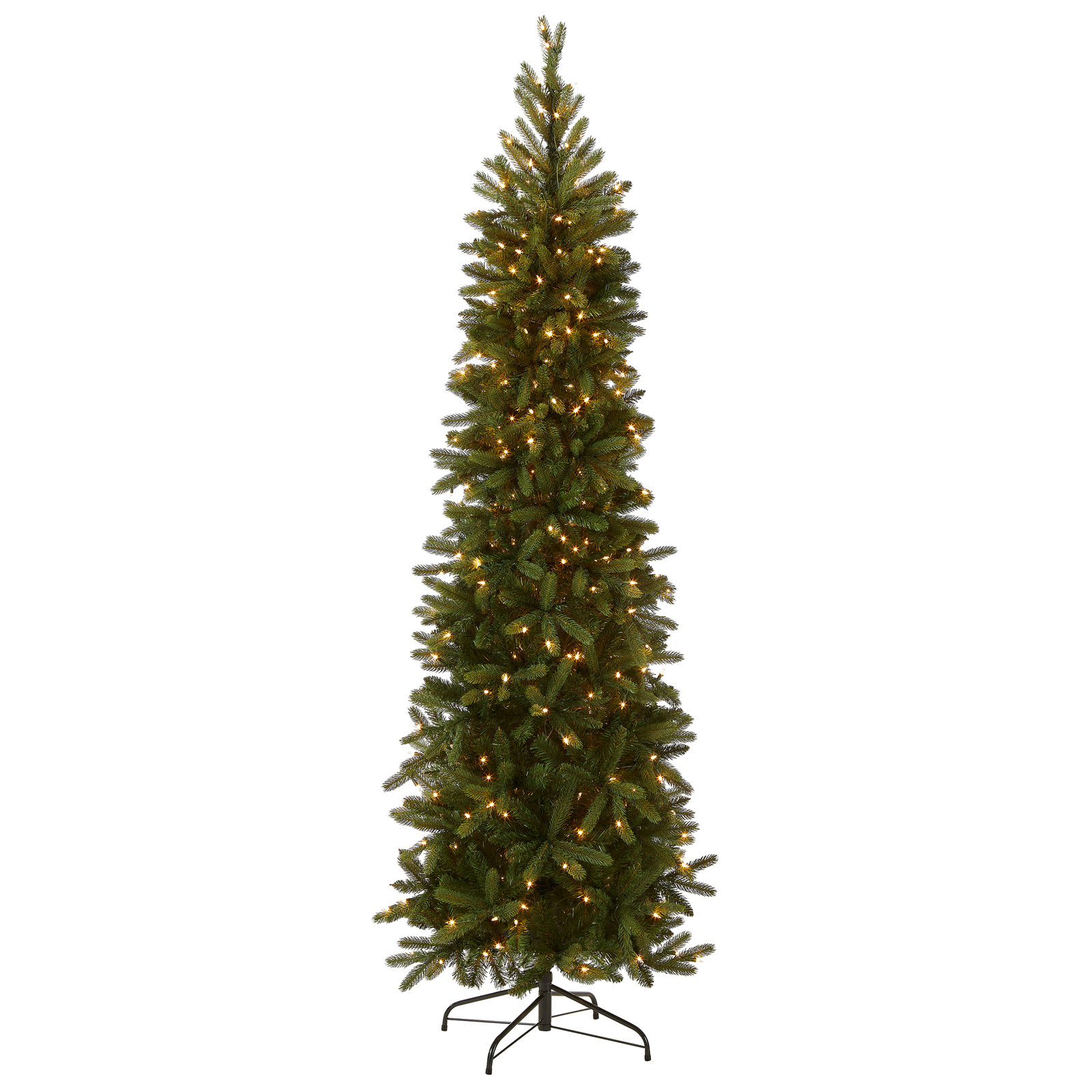 The Holiday Aisle® Grande Fir Pencil Slim Tree with Clear Lights, 7.5'