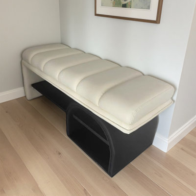 Banc de rangement rembourré pour chaussures en bois massif moderne et contemporain