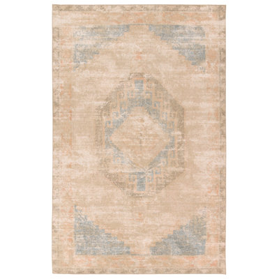 Vibe by Bungalow Rose Kayell Medallion Tan/Blue Area Rug