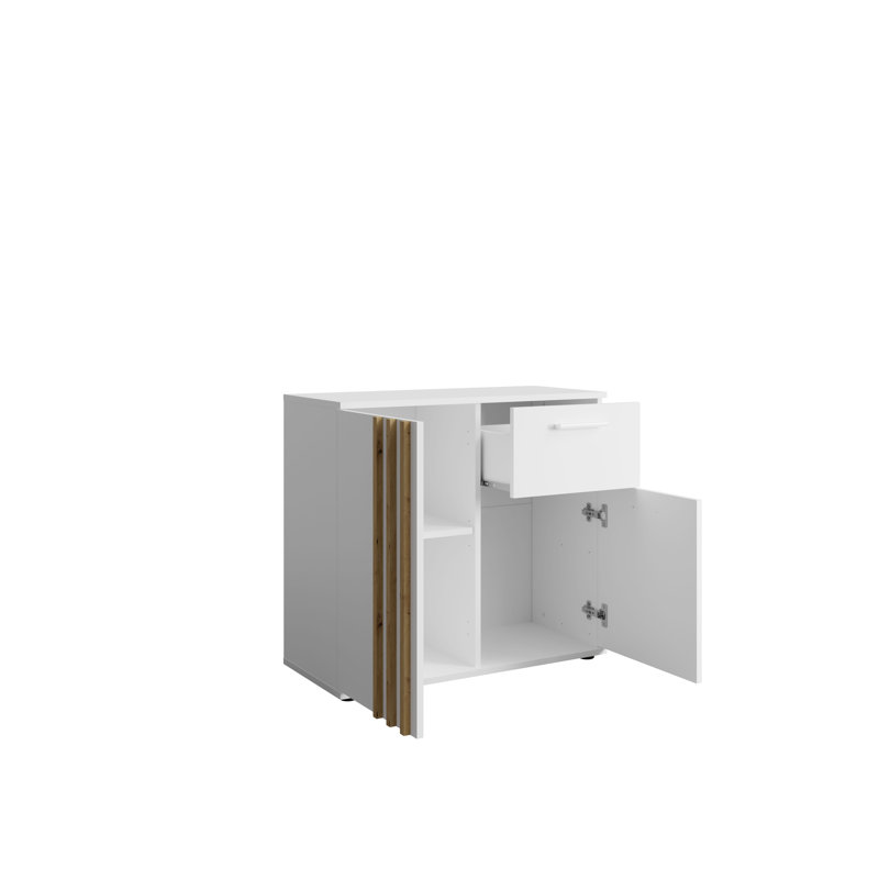 Riol 80cm W Chest of Drawers, Highgloss sand grey