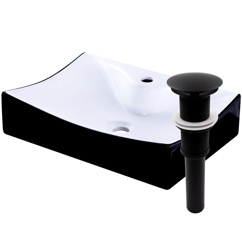 Novatto 16'' Porcelain Rectangular Bathroom Sink, Matte Black