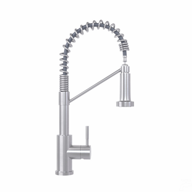 19" Single Handle Kitchen Faucet, Brushed Nickel