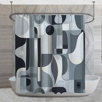 Rideau de douche géométrique - Décoration de salle de bain abstraite minimaliste