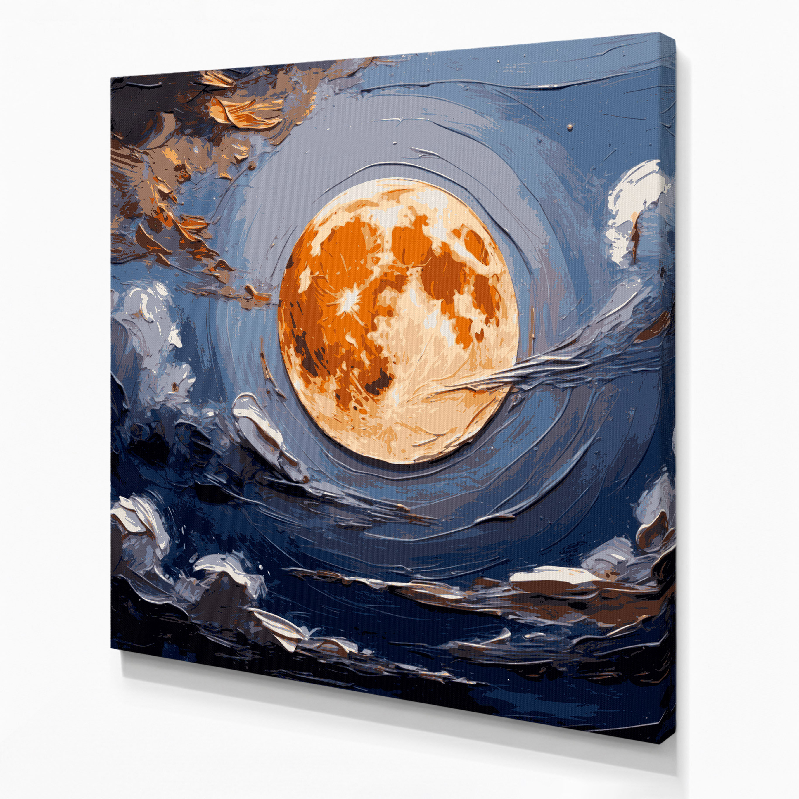 Hokku Designs Thanksgiving Harvest moon imagery Gray Canvas Wall Art ...