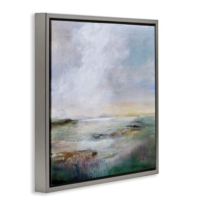 Toile flottante abstraite encadrée par Karen Hale, Cadre flottant gris lustré, H 25 po x l 25 po