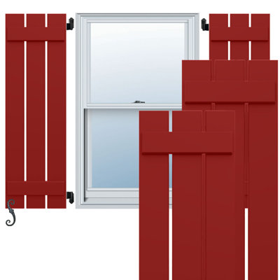 Volets en composite à trois planches EnduraCore l 17 1/8 po x H 25 po, rouge feu (par paire - quincaillerie non incluse)