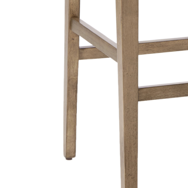 Solid Wood Counter Stool With Upholstered Seat In Oak And Grey, Assembly Required Grey Construction Seat,