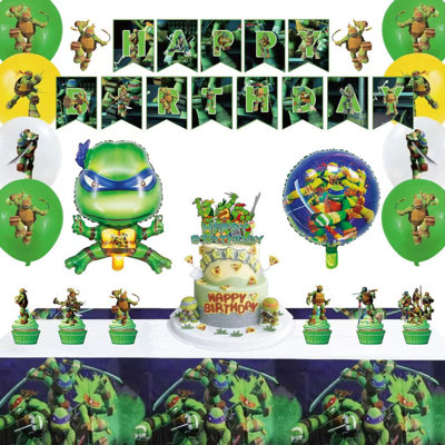 Ensemble de 43 pièces de fête d'anniversaire Tortue Ninja, ensemble de décorations de fête Tortue Ninja pour enfants