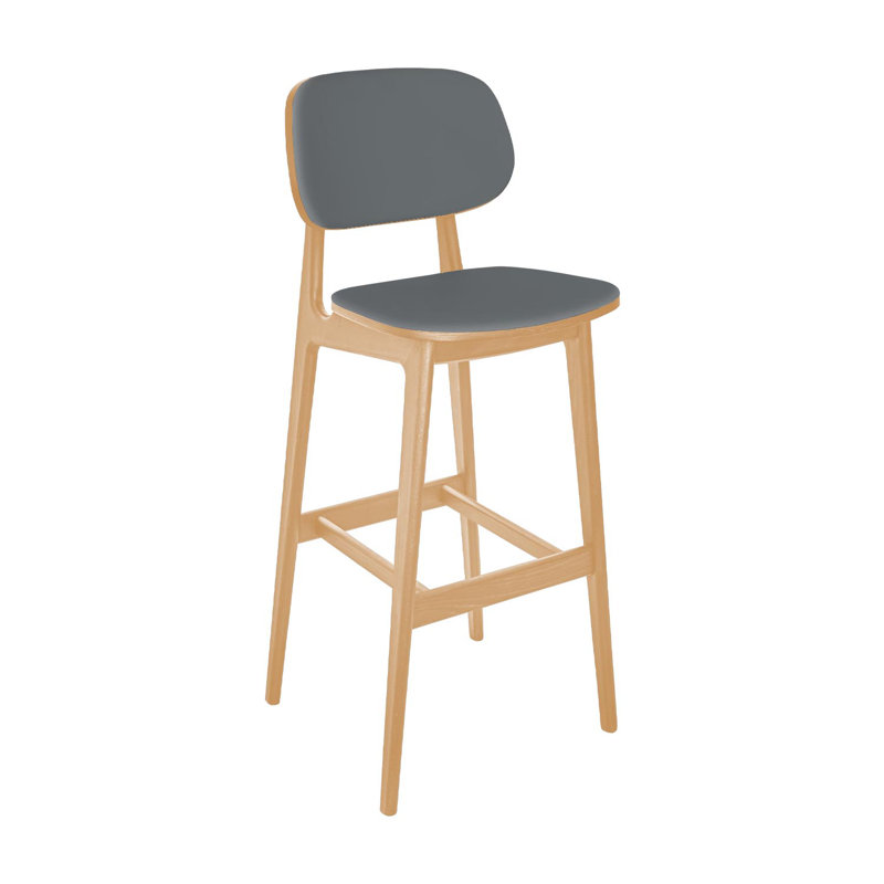  Emma Barstool - Grade 4 Wolf Gray Reveal Seat & Upholstered Back, Wolf Gray, Tan