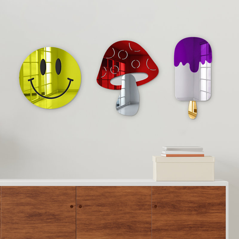 Décoration murale miroir champignon champignon, H 19 po x l 16 po x P 1 po