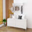 Ensemble de tablette de hall d'entrée murale avec crochets et banc de rangement, armoire à chaussures blanche moderne avec coussin et rangement fermé pour couloir, chambre à coucher ou vestibule