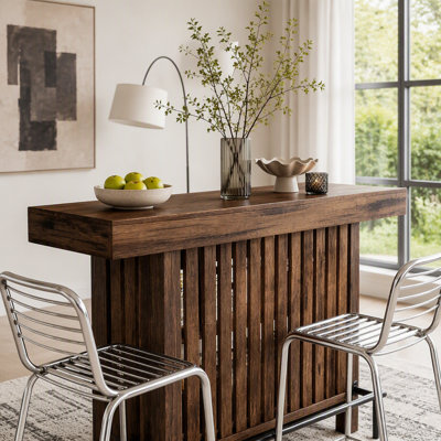 Table de bar à 2 niveaux avec rangement et design moderne