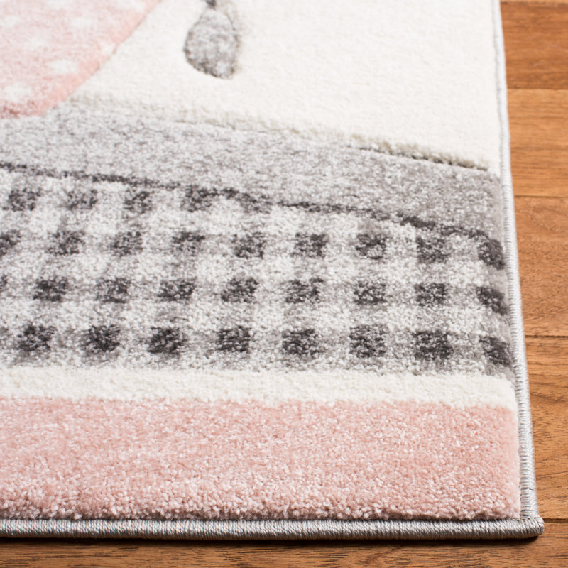 Tapis géométrique rose / ivoire Glantz, Tapis de couloir 2 pi x 8 pi