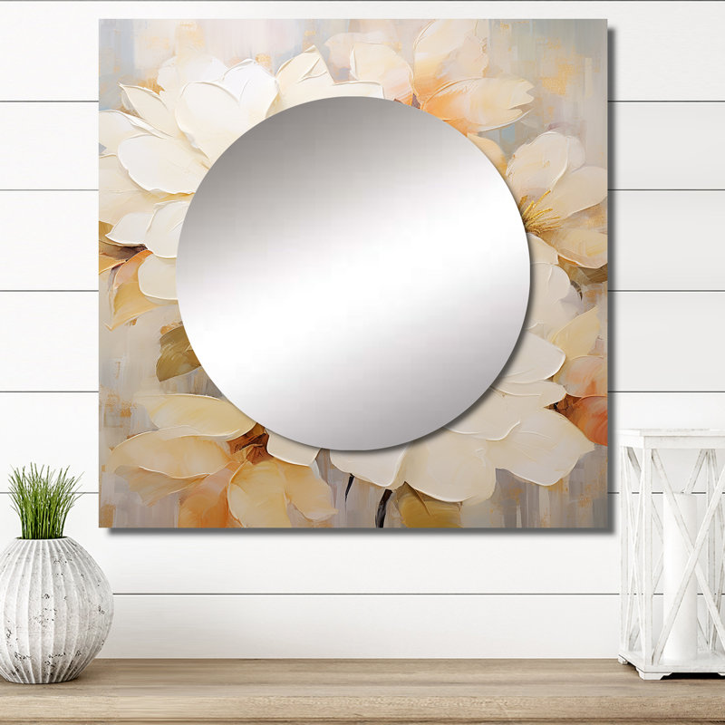 Robertsville - Grande décoration murale miroir carré pour rhododendron pour chambre à coucher, 36 po x 36 po