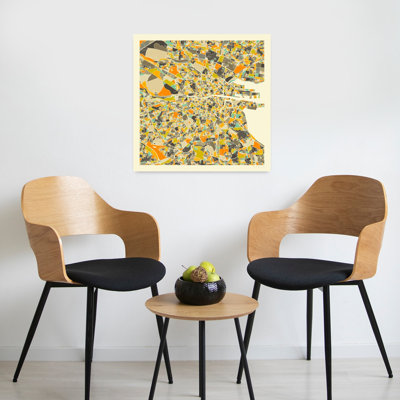«Colorful Dublin City Map Abstract Colorful Contemporary City», reproduction d'art
