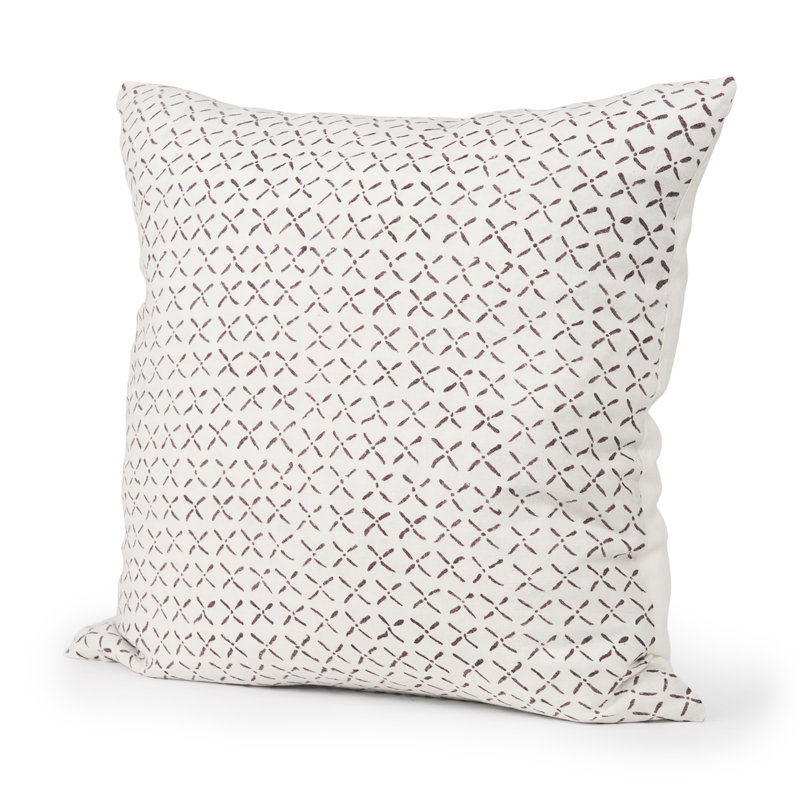  Housse de coussin géométrique en lin, Crème / merlot
