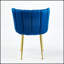 Ensemble de 2 chaises ergonomiques en velours avec pieds en fer doré et dossier confortable pour les intérieurs modernes-265274397