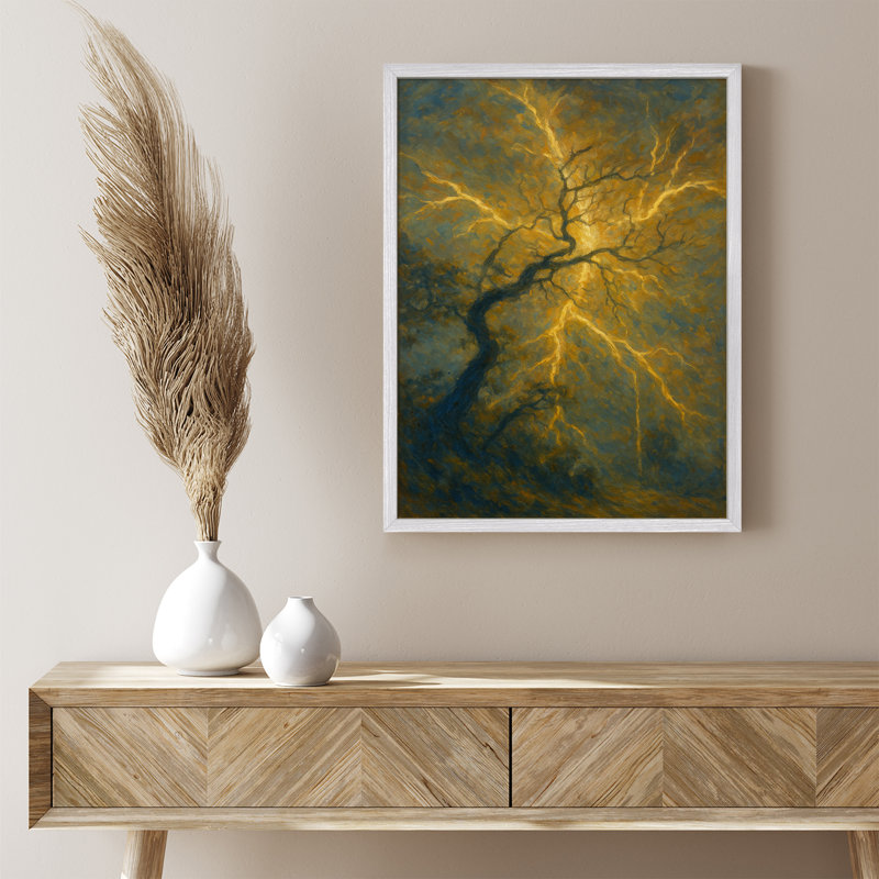 Arbre électrique tempête électrique, reproduction lumineuse et abstraite pour un décor de maison ou de bureau audacieux