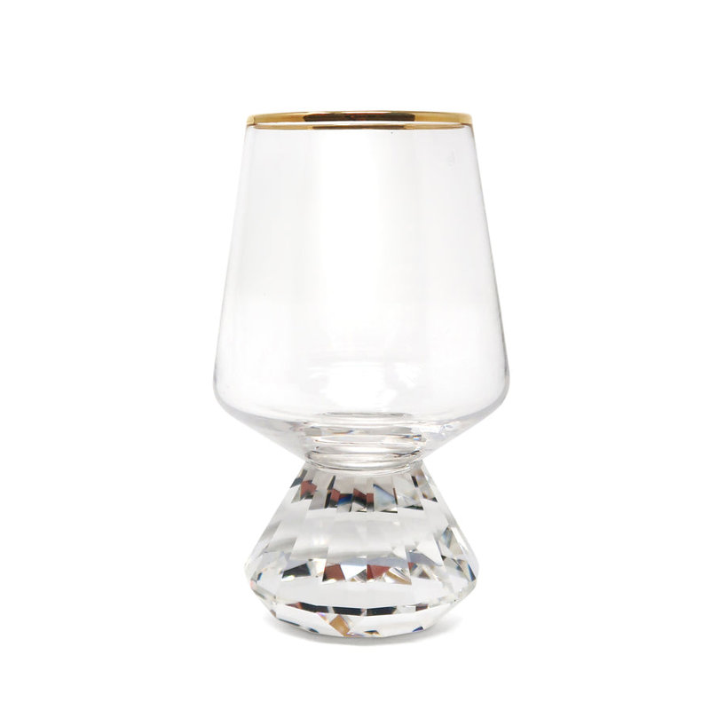 6 verres à liqueur à base de diamant ambre, Clair