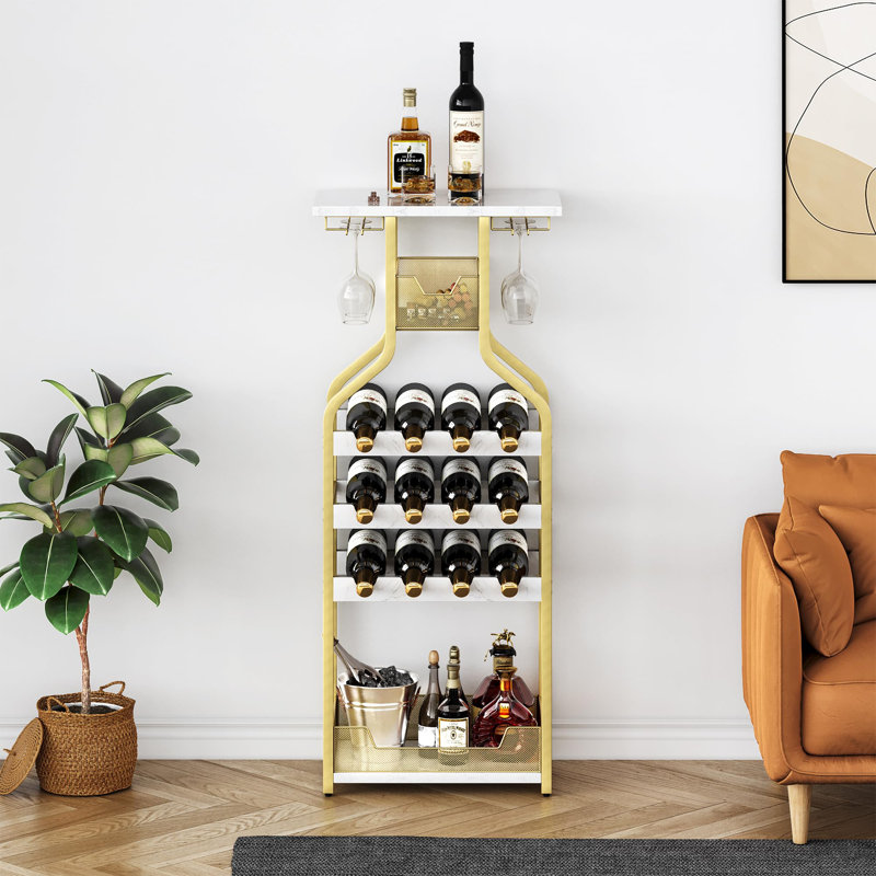 Wine Bottle Rack, White/Gold