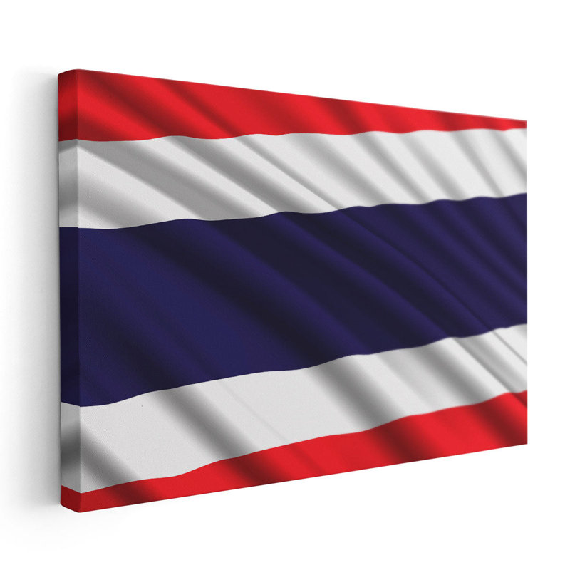 Drapeau de la Thaïlande flottant - reproduction d'art sur toile, H 16 po x l 24 po