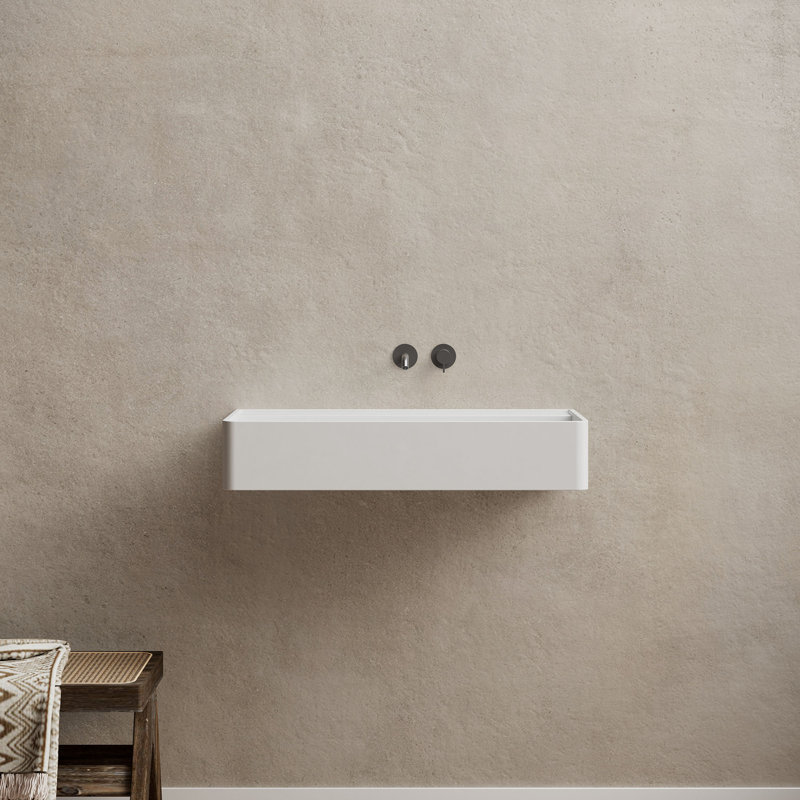 Évier à fixation murale rectangulaire 31,5 po x 18 po Monblari blanc mat, L 31,5 po x l 17,72 po x H 5,91 po, Blanc mat