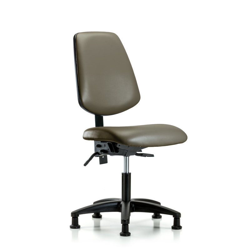 Chaise de travail en vinyle, Taupe, Non inclinable inclus, Roulettes