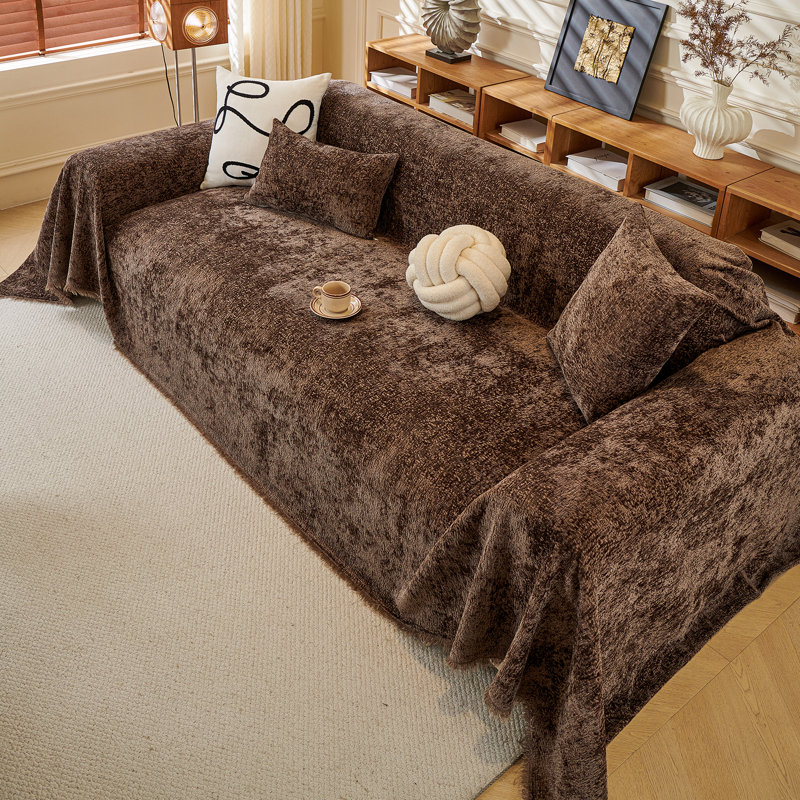 Box Cushion Slipcover, 71" H x 134" W, Dark Brown