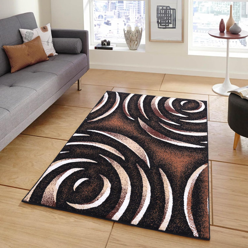 Woven Trends Modern Kawan Area Rug with Classic Geometric Design, Brown, Runner 2' x 8', Circles, Brown 