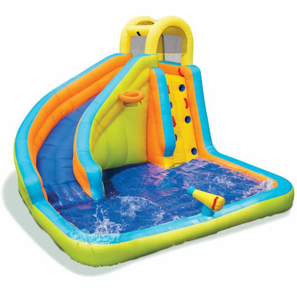 Bounceland Cascade 16.5' x 16.5' Inflatable Water Slide with Air Blower ...