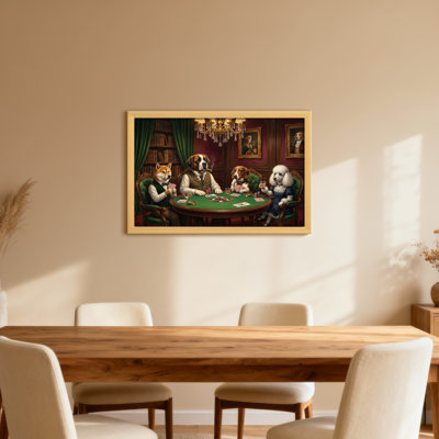 Fashion Dogs Playing Poker In Elegant Room