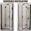Porte de douche à charnière pliante semi-sans cadre 32-33,2 po X P 72 po H, verre trempé 1/4 po (6 mm), panneau pliable pour salle de bain, installation réversible, noir mat
