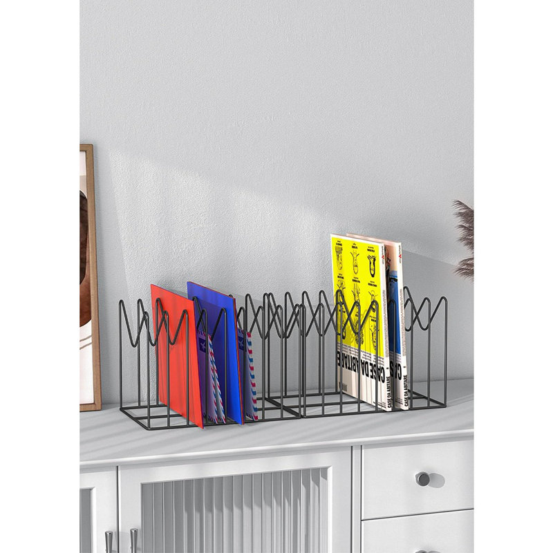 2 Sets Wire File Organizer For Desk,File Folder Holder/Rack/Stand,File Sorter Organizer,Desktop Record/Clipboard Holder,8 Sections Storage,Anti-Scratch/Rusty,Steel Stable Holder,Black