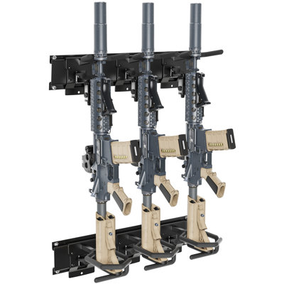  Adjustable Heavy Duty Steel Gun Racks for Wall Car Adjustable Wall Mount Gun Rack With Fexible Knob, Heavy Duty Steel Gun Stand Shotgun Rifle Rack Gun Display Indoor Storage Rack, Holds Up to 300 Lbs-Black,Gun Accessories.[3 slots]