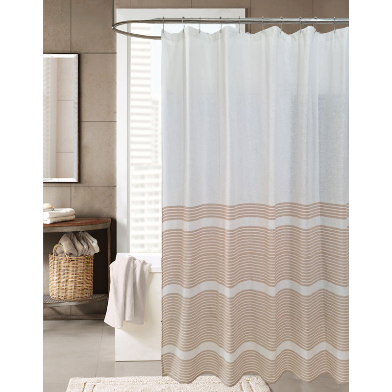 Royle Stripe Cotton Shower Curtain, Taupe